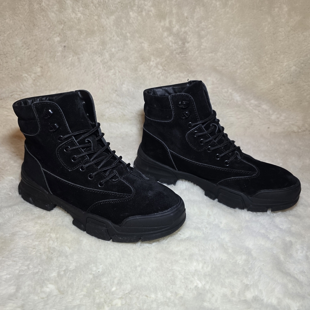Le Chateau Black Chunky Platform Combat Sneaker Boots Lug Sole Goth Punk 8.5